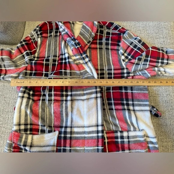 Mythology White Red Black Plaid Robe (Missing Belt) Sz One Size Fits Most - Picture 9 of 10